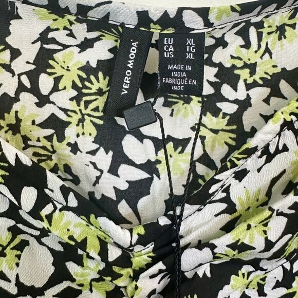 NWT Vero Moda Chaddie Ditsy Floral Boho Long Sleeve Ruched Mini Dress - XL - Picture 4 of 10